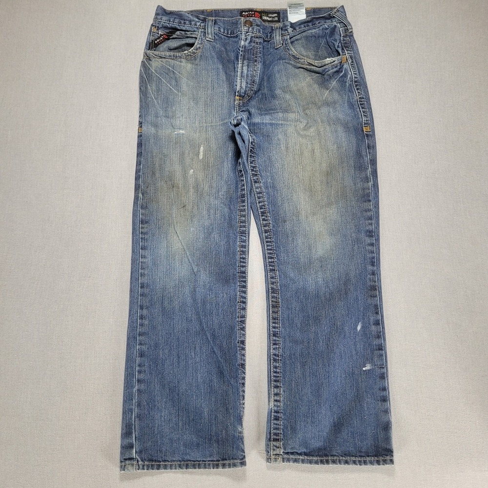 Ariat FR M5 Straight Leg Mens CAT2 2112 Denim Jeans Indigo 36X30 Cowboy Western